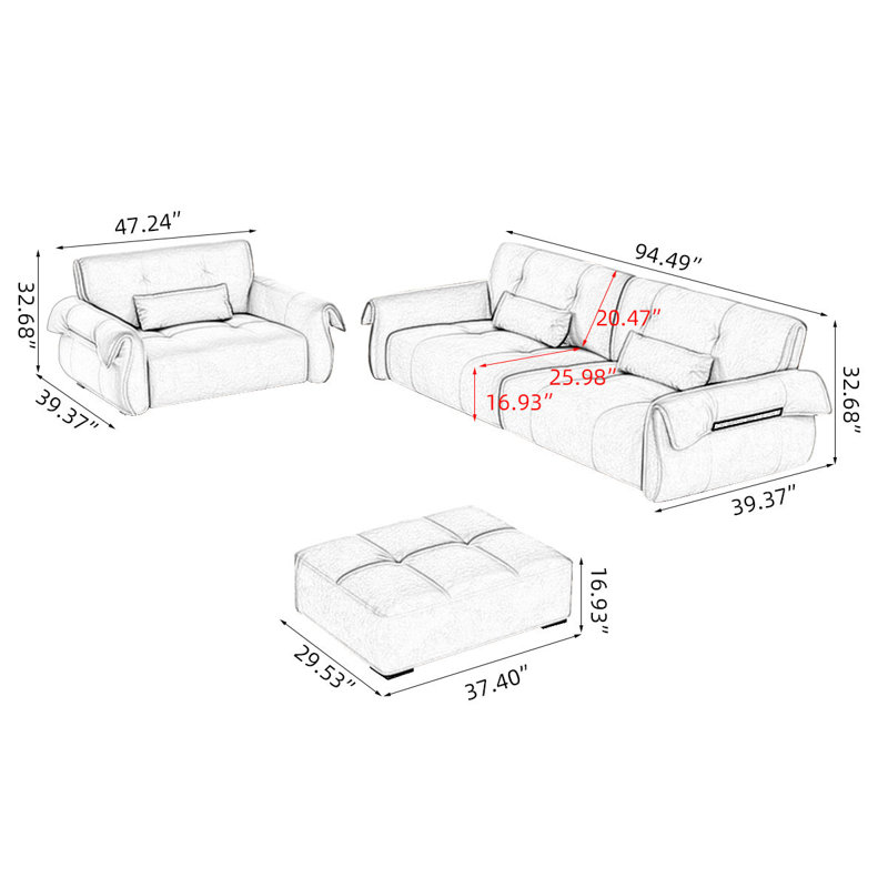 ULTORU 3 Piece Modular Living Room Set Wayfair